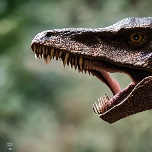 Image similar to velociraptor in forest, national geographic, prehistoric planet, XF IQ4, f/1.4, ISO 200, 1/160s, 8K, RAW, unedited, symmetrical balance, in-frame