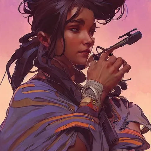 Prompt: apex legends, illustration, art by artgerm and greg rutkowski and alphonse mucha