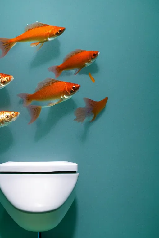 Image similar to fish swimming inside a toilet, 4 k, high res