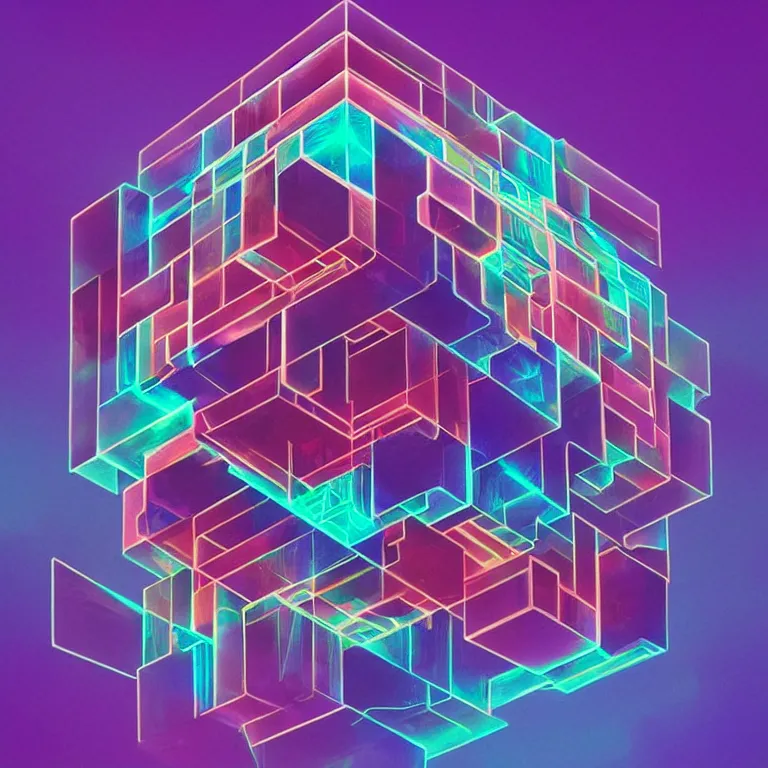 Prompt: album cover design depicting LED infinity cube, by Jonathan Zawada, beeple and jeremiah ketner, digital art