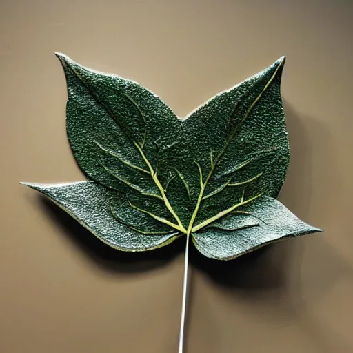 Image similar to a leaf sculpture of keavu reaves