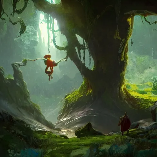 Image similar to a wholesome animation key shot of gollum, colorful, pixar and disney animation, sharp, very detailed, high resolution, key art by greg rutkowski, bloom, dramatic lighting