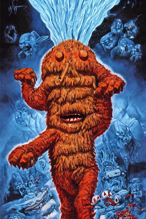 Image similar to the thing 1 9 8 2 movie painted poster with intricate detail in the style of drew struzan & zdzislaw beksinksi