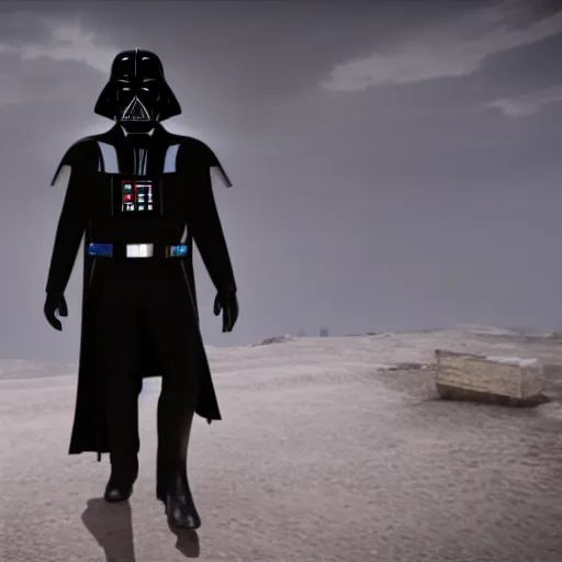 Image similar to Film still of Darth Vader, from Red Dead Redemption (2018 video game)