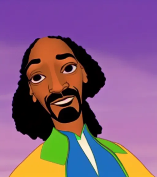 Image similar to Snoop Dogg as a Disney princess, animated movie still.