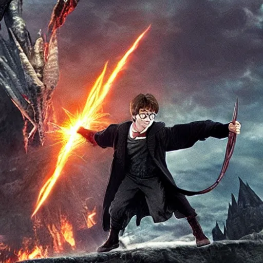 Image similar to Harry Potter battles the Balrog of Morgoth