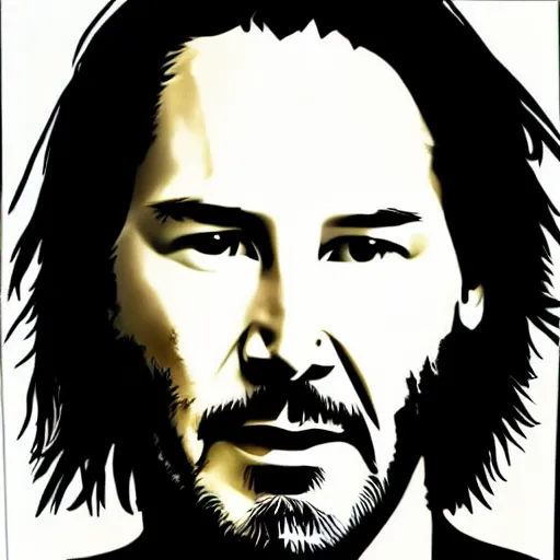 Image similar to Keanu Reeves in the style of Chuck Close