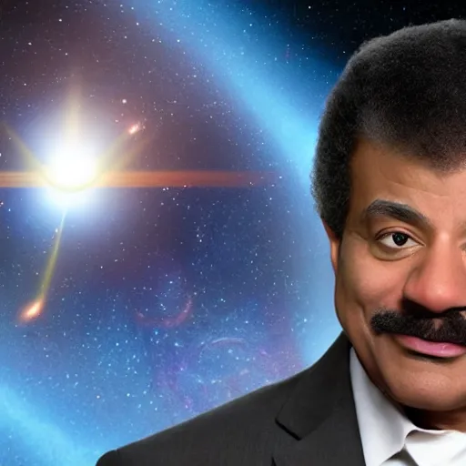 Prompt: hologram of neil degrasse tyson, star trek style, hyperrealistic, 8 k