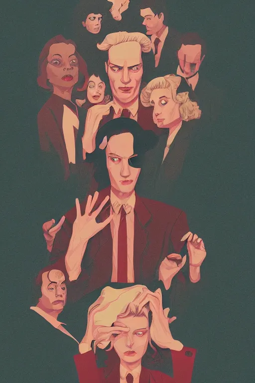 Prompt: Twin Peaks artwork by Tomer Hanuka