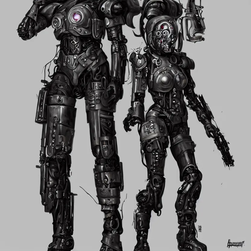 Prompt: a cyborg bounty hunter, leather straps and metal armor, led buttons, trench coat, holstered pistols, art by dan luvisi, trending on artstation, 8 k