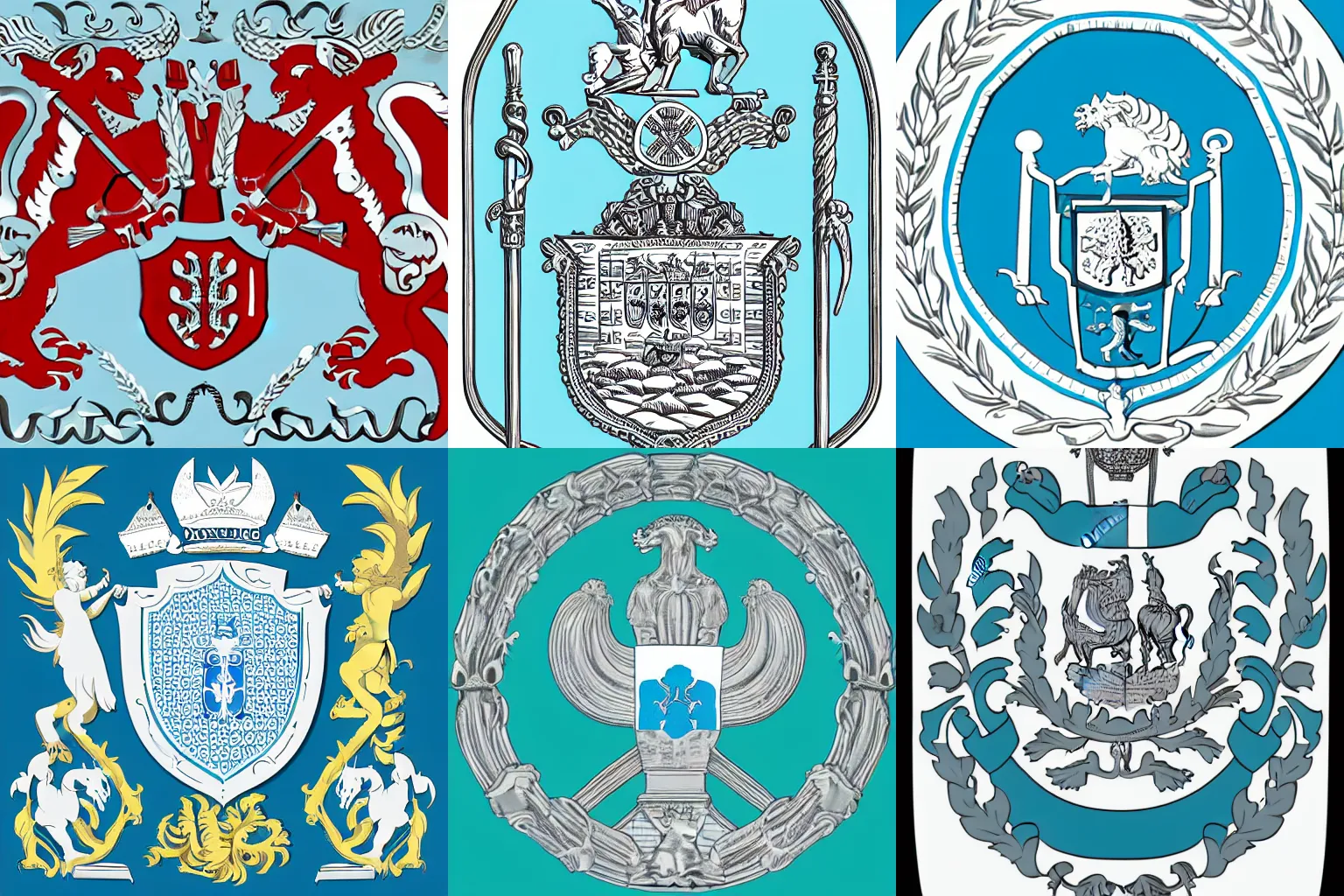 Prompt: silver and cyan coat of arms of Danish or Finnish municipality