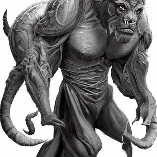 Prompt: a full body character concept art of the beast from the magicians tv show, intricate, elegant, digital painting, concept art, hyper realistic, illustration, smooth, sharp focus, finely detailed, in the style of artgerm and greg rutkowski and william adolfe bouguerea,