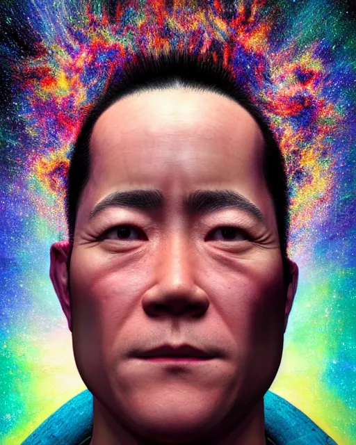 Prompt: portrait ultra dimensional jet li entity, accidentally tripping on dmt and acid, psychedelic experience, overwhelming psychosis of self realization and burning awakening, ultra high definition, unreal engine 5, hyperrealism, masterpiece composition, by casey weldon, barclay shaw 8 k photorealistic