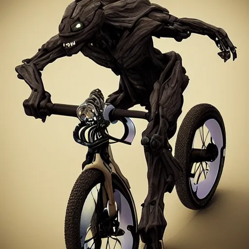 Prompt: humanoid on concept bicycle night artstation unreal