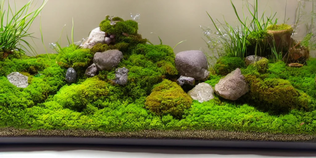 Prompt: moss terrarium, by disney animation