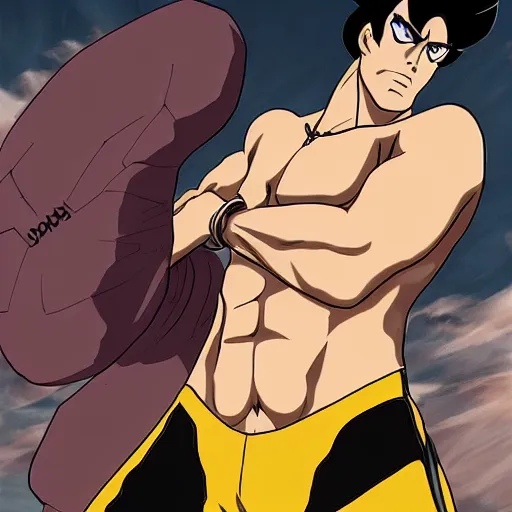 Image similar to Van Darkholme in JoJo's bizarre adventure anime style