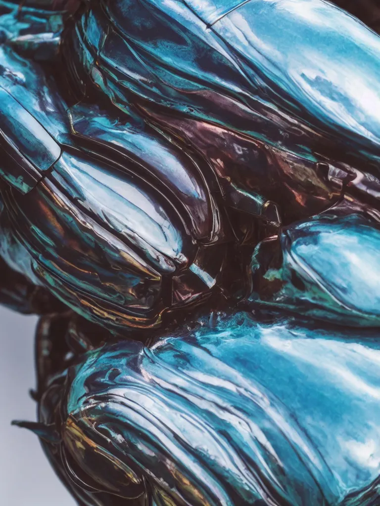 Prompt: complementary color scheme. close - up shot of a beautiful beetle. insect eyes. studio photography high quality highly detailed award winning photograph by national geographic. futuristic motorcycle. soft volumetric light, smooth gradient. vibrant colors. sculpture by antonio canova. tropical sea slugs.