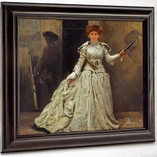 Image similar to heroine in full plate armour by alfred stevens