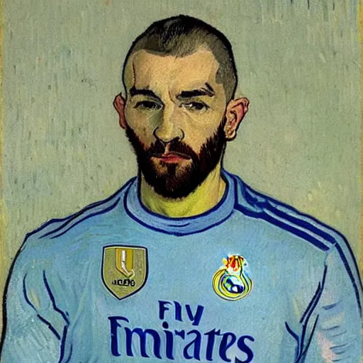 Image similar to benzema real madrid by van gogh