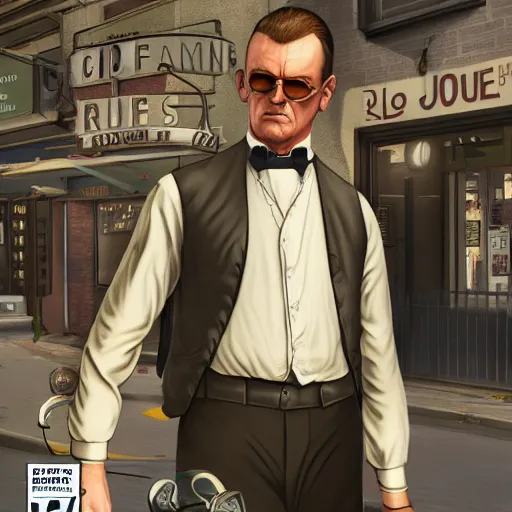 Prompt: James Joyce GTA V cover art