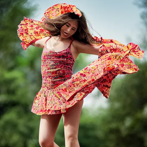 Prompt: a Spain girl is dancing, flower, dream-like