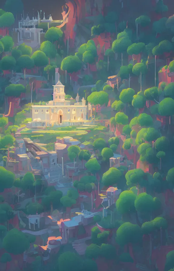 Image similar to magical school on a hill, sharp focus, james gilleard, zoomed in, print, game art