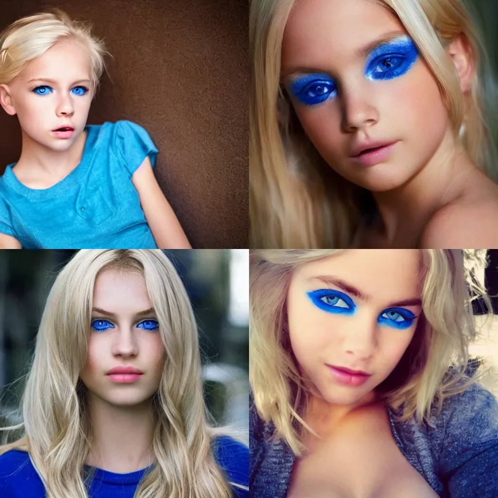 Prompt: most beautiful blond girl in the world with blue eyes