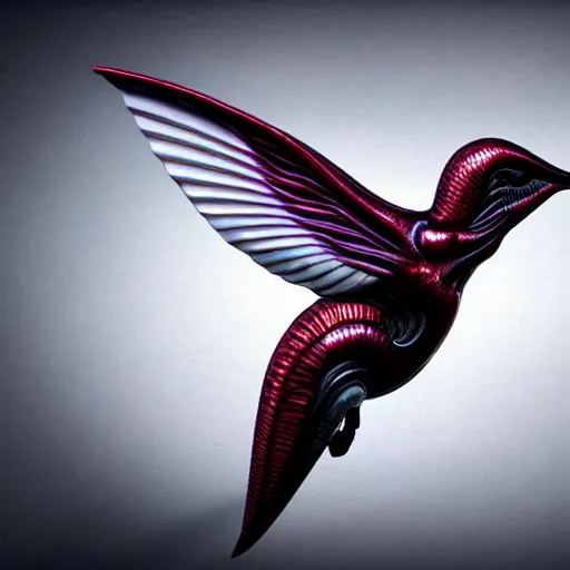 Prompt: a hummingbird - xenomorph full body, digital art, highly detailed, intricate, nightmare fuel, sci - fi, sharp focus, trending on artstation hq, deviantart, unreal engine 5, 4 k uhd image