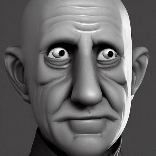 Image similar to mike ehrmentraut as a 3d cartoon character, stylized, portrait, facing forward