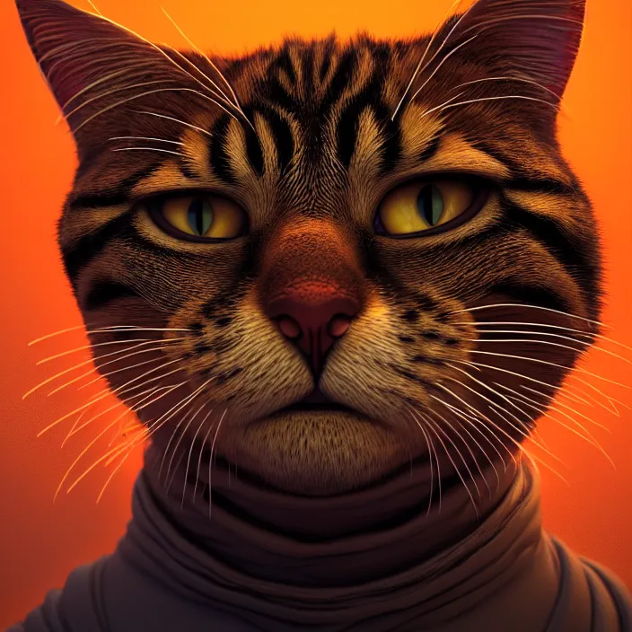 Prompt: portrait of Garfield the cat. intricate abstract. intricate artwork. by Tooth Wu, wlop, beeple, dan mumford. octane render, trending on artstation, greg rutkowski, very coherent symmetrical artwork. cinematic, hyper realism, high detail, octane render, 8k, iridescent accents, deep blacks
