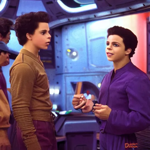 Image similar to young jake t. austin from wizards of waverly place, playing dabo in quark's bar on deep space nine, 3 5 mm photography, highly detailed, cinematic lighting, 4 k