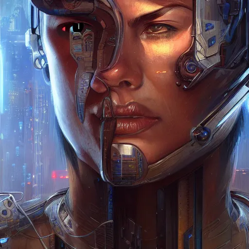 Image similar to Portrait of cyberpunk Cristiano Ronaldo, face, fantasy, intricate, elegant, highly detailed, digital painting, artstation, concept art, smooth, sharp focus, illustration, art by artgerm and greg rutkowski and alphonse mucha