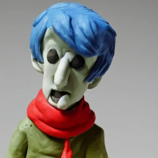 Image similar to lil peep, made of clay, claymation