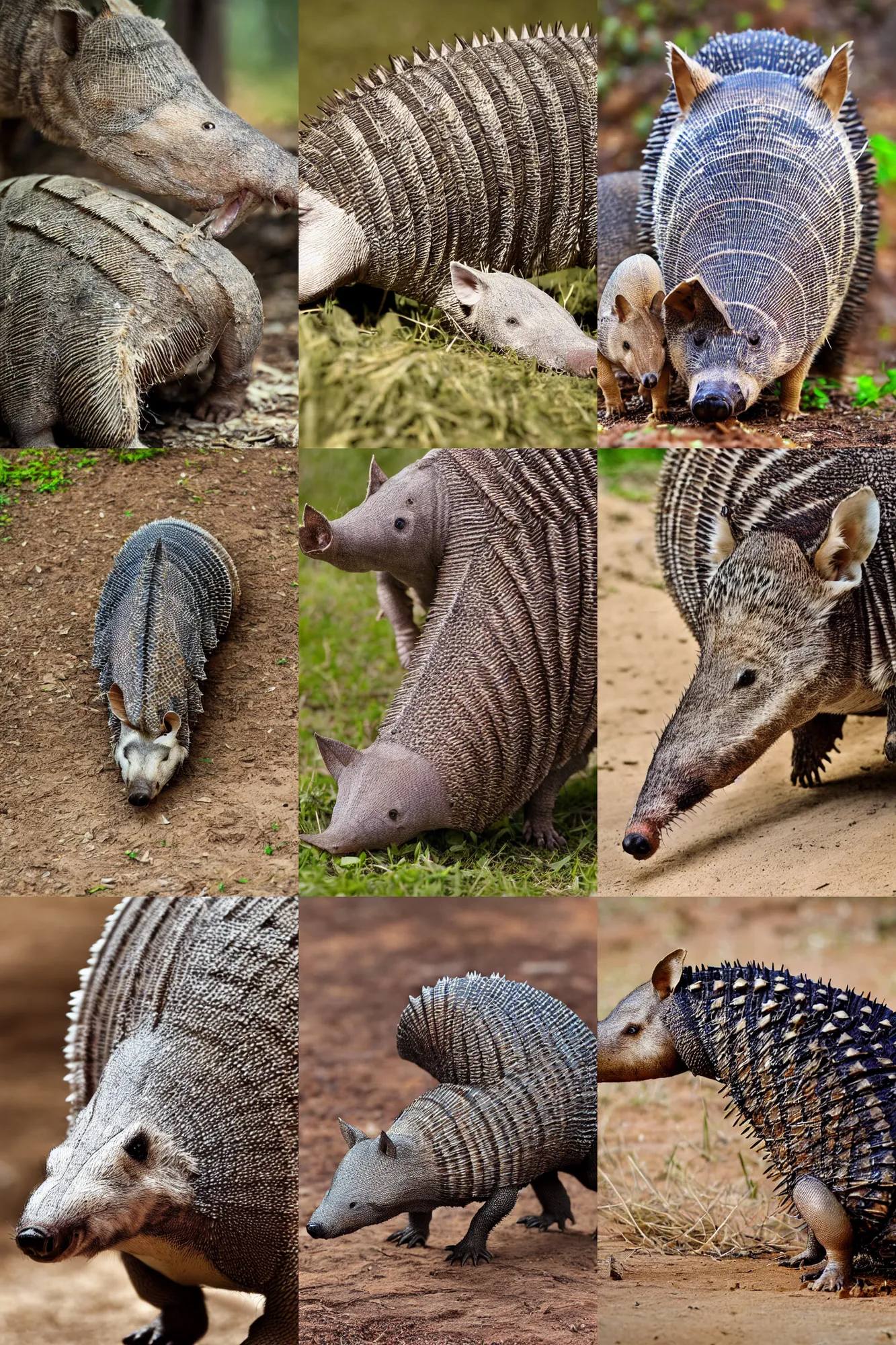 Prompt: half wolf half armadillo, photograph Shutterstock watermark