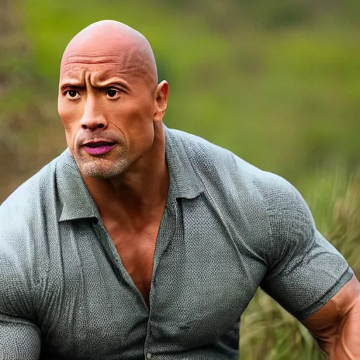 Prompt: Dwayne Johnson as a snake in the grass