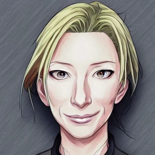 Image similar to An anime portrait of cate blanchett ,