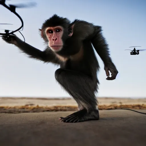 Image similar to monkey driving a drone 4k ultra hd