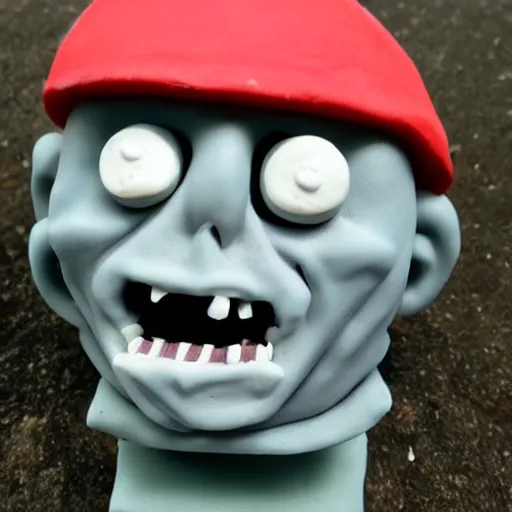 Image similar to zombie apocalypse thomas the tank engine clay sculpture, ominous