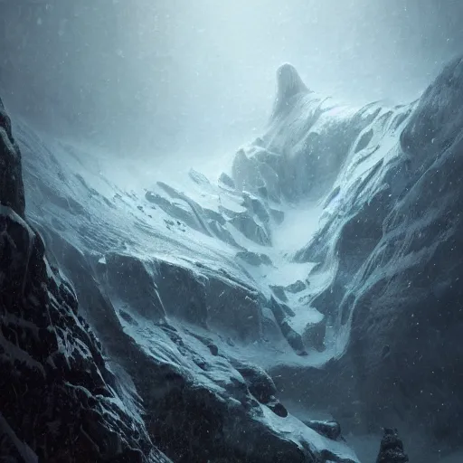 Image similar to at the mountains of madness by h. p. lovecraft, antarctic mountains, edritch city, painted by seb mckinnon, high detail, dramatic light, digital art, painted by greg rutkowski, promotional movie posterart, trending on artstation