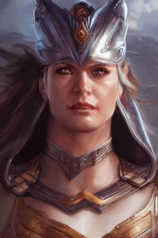 Image similar to amazon valkyrie athena, d & d, fantasy, portrait, highly detailed, headshot, digital painting, trending on artstation, concept art, sharp focus, illustration, art by artgerm and greg rutkowski and magali villeneuve