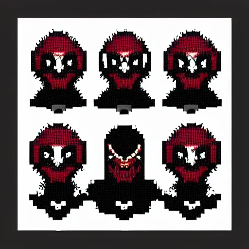 Prompt: pixel art of slipknot