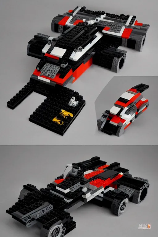 Prompt: a lego batmobile imagined by pascal blanche