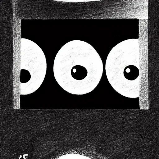 Prompt: a drawing of three realistic eyes floating over a mountain, black and white, vintage poster, film grain