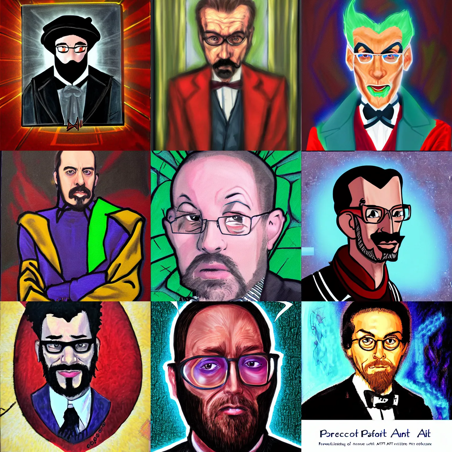 Prompt: portrait of professor sinister an ai artist