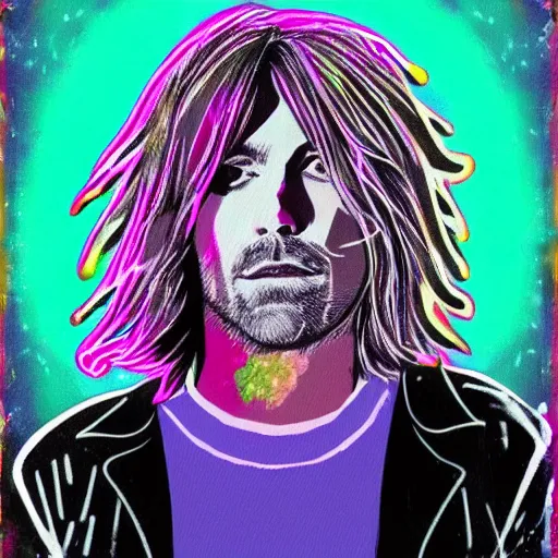 Image similar to abstract Kurt Cobain, psychedelic