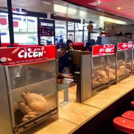 Prompt: chicken invasion in KFC