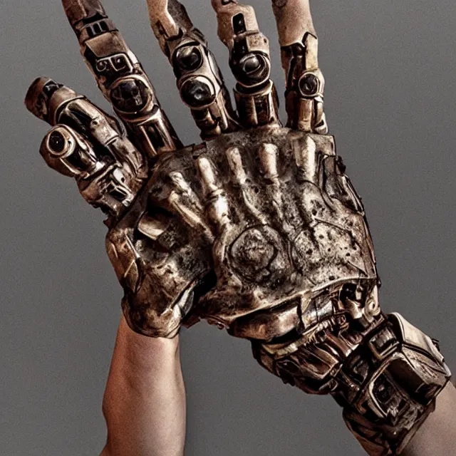 Prompt: giant cyborg hands