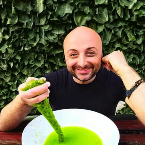 Image similar to joe bastianich eating green slime