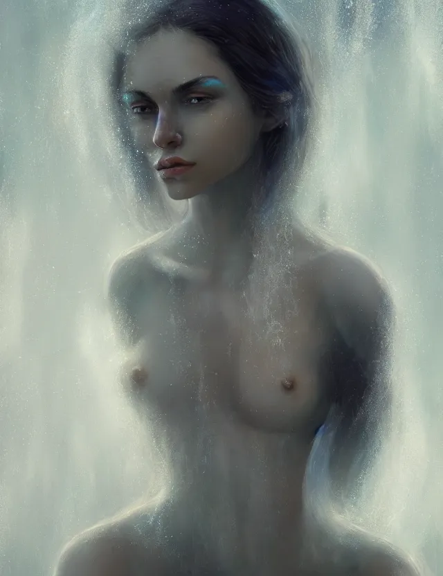 Image similar to A woman made of water and mist, masterpiece digital painting by Alex Grey, Greg Rutkowski, artstation, 4k wallpaper