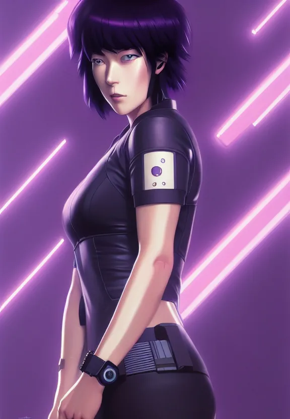 Prompt: a fullbody portrait of motoko kusanagi the major ghost in the shell : : connected to cables, under repairs, maintenance area, technicians : : by ilya kuvshinov, rossdraws, artgerm, sola digital arts, anti aliasing, raytracing : :